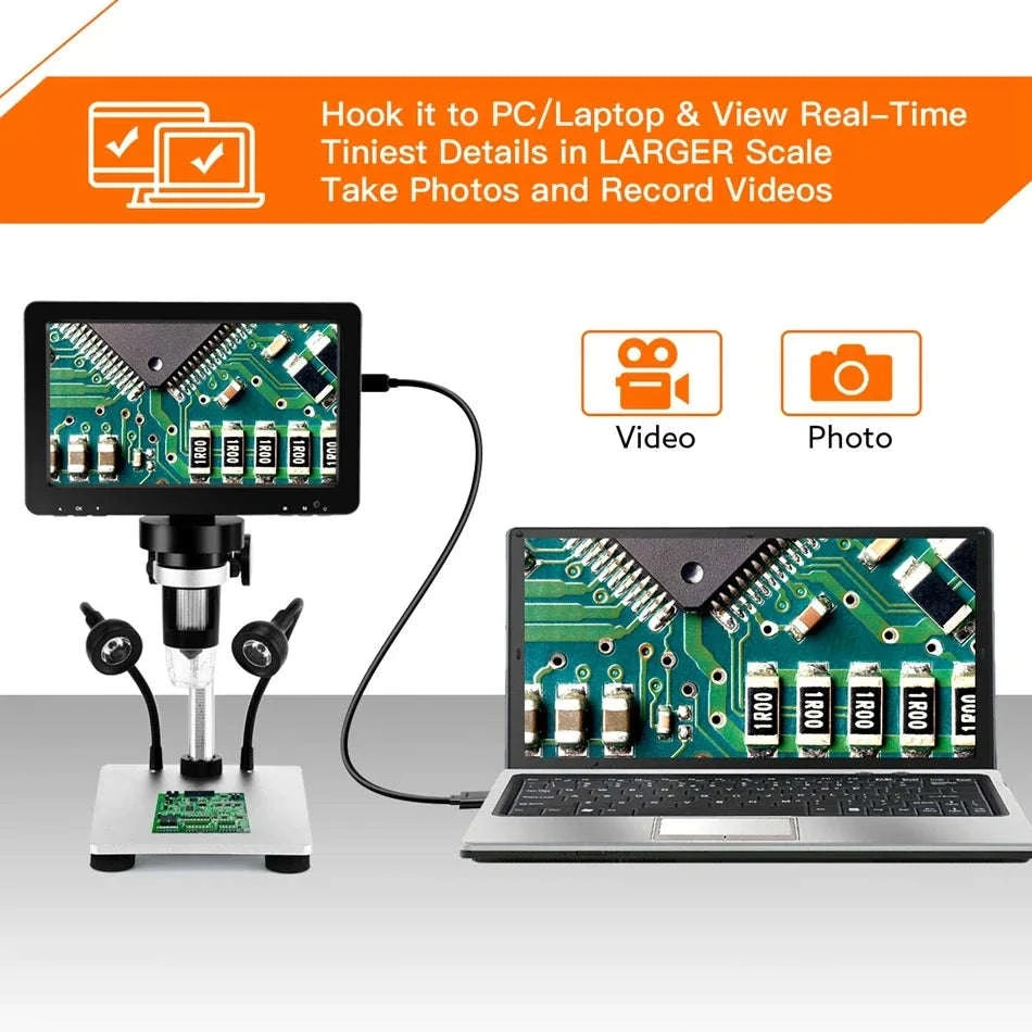 7 Inch Digital Microscope 50X-1200X HD LCD for PCB Electronics Soldering-United Kingdom