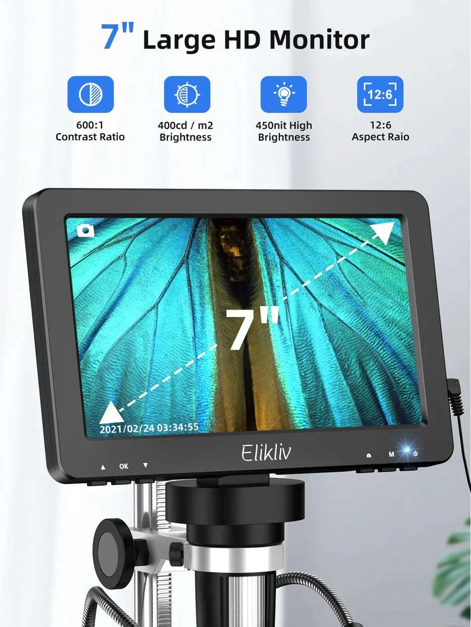 7 Inch Digital Microscope 50X-1200X HD LCD for PCB Electronics Soldering-United Kingdom