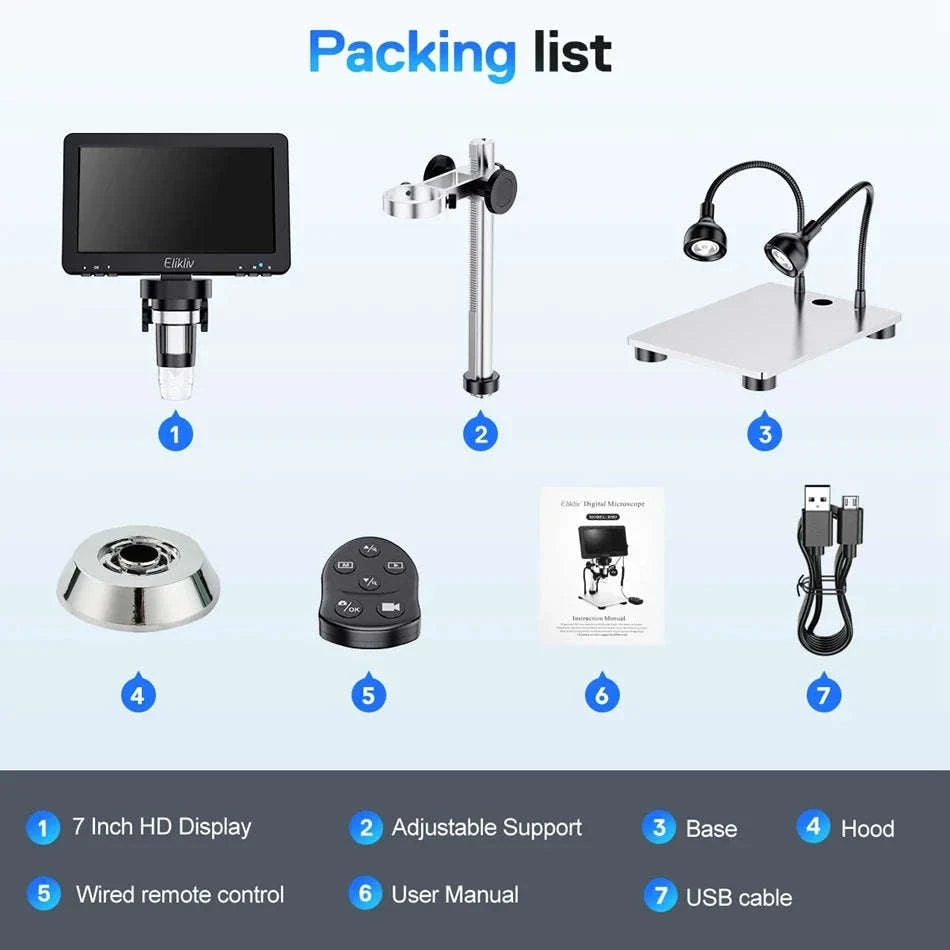 7 Inch Digital Microscope 50X-1200X HD LCD for PCB Electronics Soldering-United Kingdom