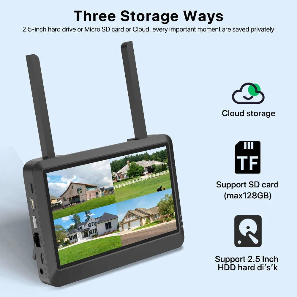 7-Inch LCD 8CH Wireless NVR Security System-2T / AU Plug