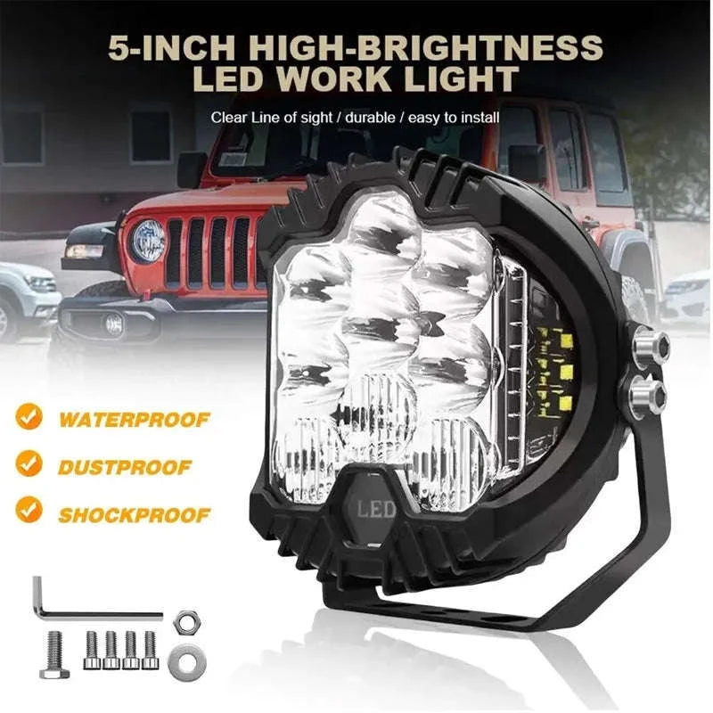 7 Inch LED Combo Driving Lamp for Off-Road Vehicles-2pcs-yellow-5inch