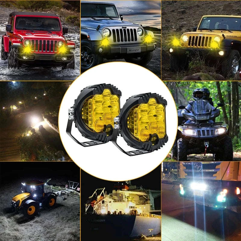 7 Inch LED Combo Driving Lamp for Off-Road Vehicles-2pcs-yellow-5inch