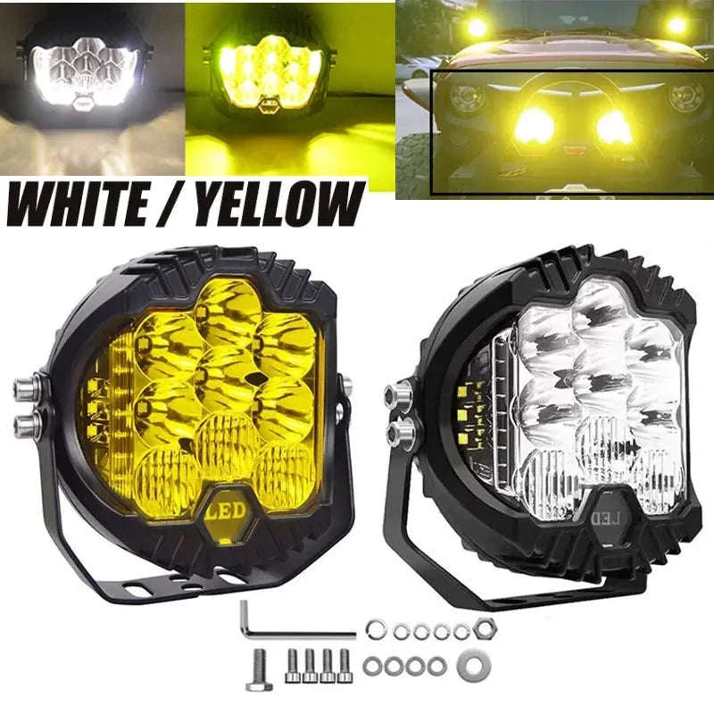7 Inch LED Combo Driving Lamp for Off-Road Vehicles-2pcs-yellow-5inch