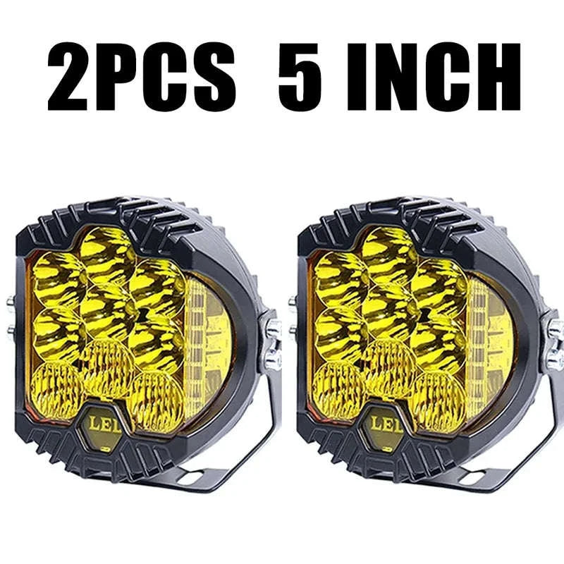 7 Inch LED Combo Driving Lamp for Off-Road Vehicles-2pcs-yellow-5inch
