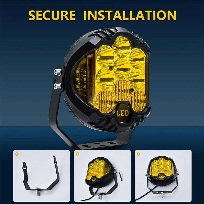 7 Inch LED Combo Driving Lamp for Off-Road Vehicles-2pcs-yellow-5inch