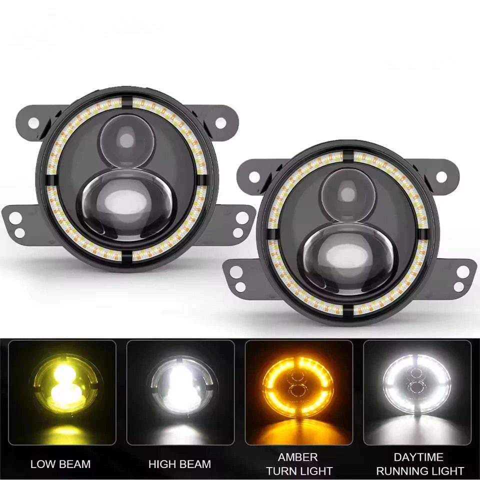 7 Inch LED Headlight Halo Ring with Hi/Lo Beam, Angel Eyes DRL and Amber Turn Signal-1pc  7inch headlight