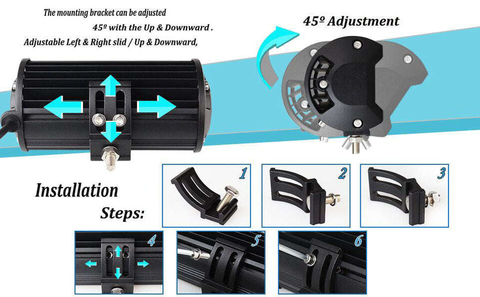 7 Inch LED Light Bar 240W Combo Beam Work Light-Bracket B