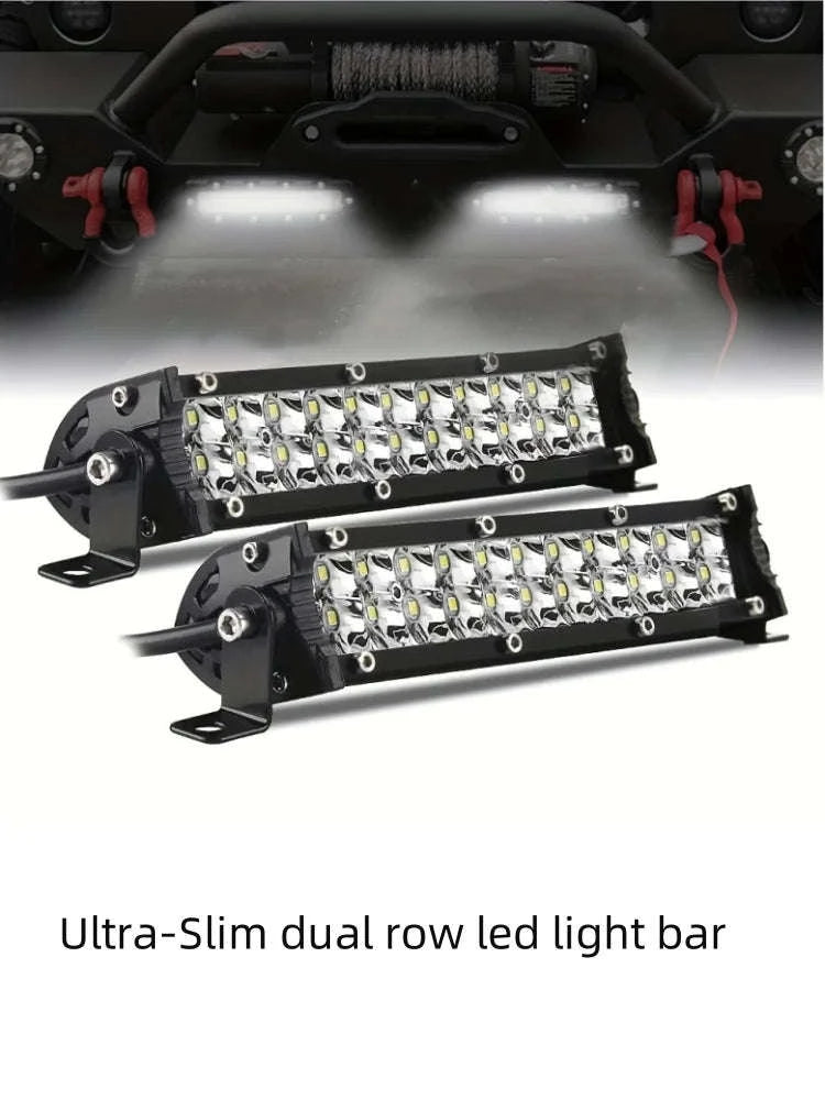 7 Inch Slim Dual Row LED Light Bar Work Light for 4x4 Truck ATV 12V-24V-2piece 7INCH 60W