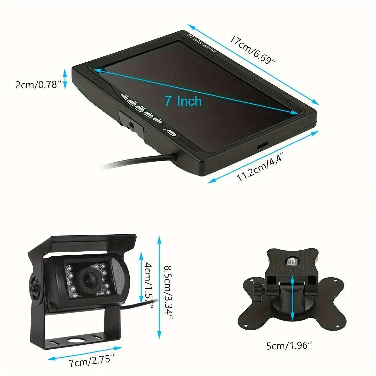 7 Inch TFT LCD Backup Parking Monitor with Night Vision Rear View Camera System-Default Title