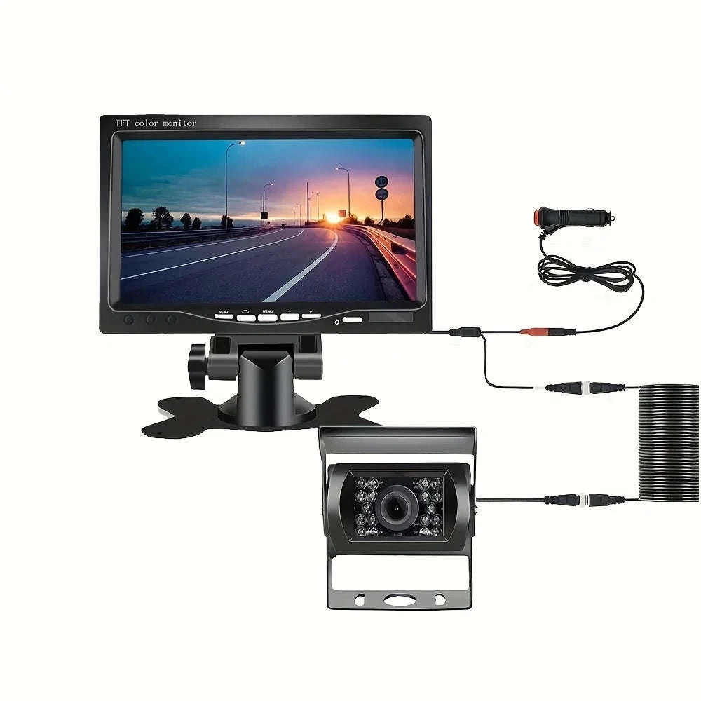 7 Inch TFT LCD Backup Parking Monitor with Night Vision Rear View Camera System-Default Title