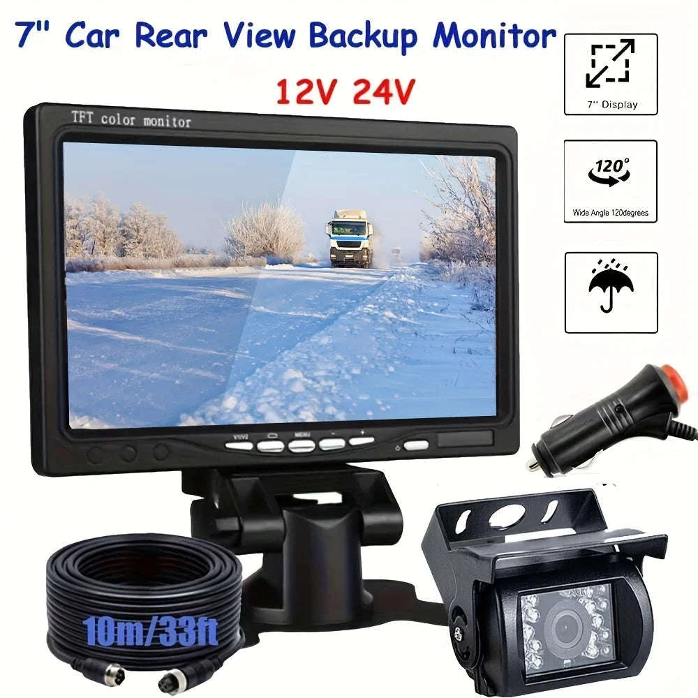 7 Inch TFT LCD Backup Parking Monitor with Night Vision Rear View Camera System-Default Title