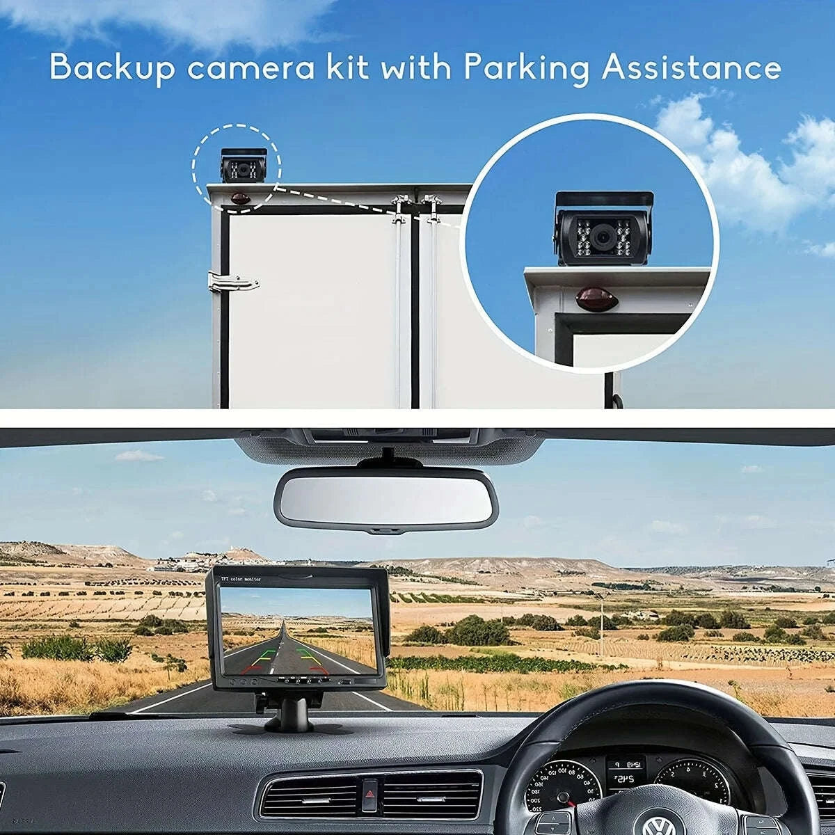 7 Inch TFT LCD Backup Parking Monitor with Night Vision Rear View Camera System-Default Title