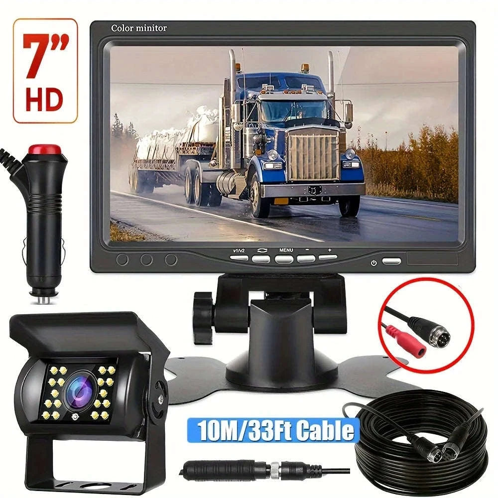 7 Inch TFT LCD Backup Parking Monitor with Night Vision Rear View Camera System-Default Title