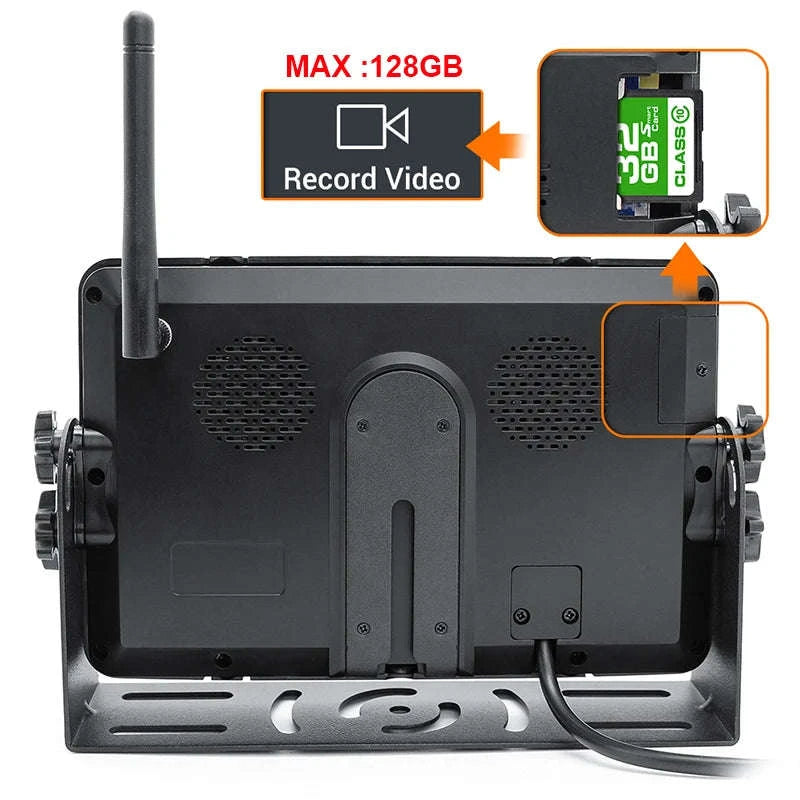 7 Inch Wireless Backup Camera Monitor with Night Vision-4 cameras add 128GB