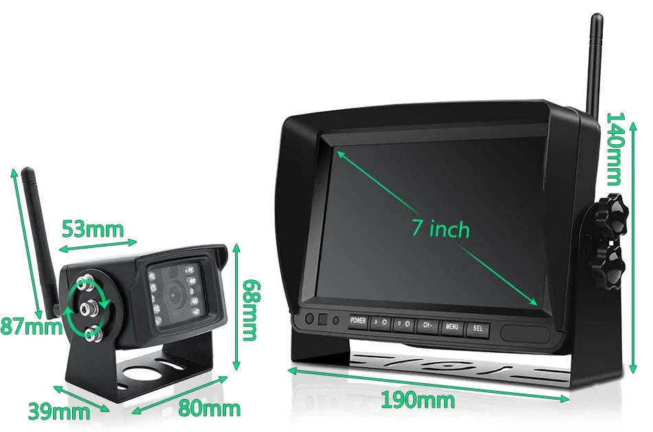 7 Inch Wireless Backup Camera Monitor with Night Vision-4 cameras add 128GB