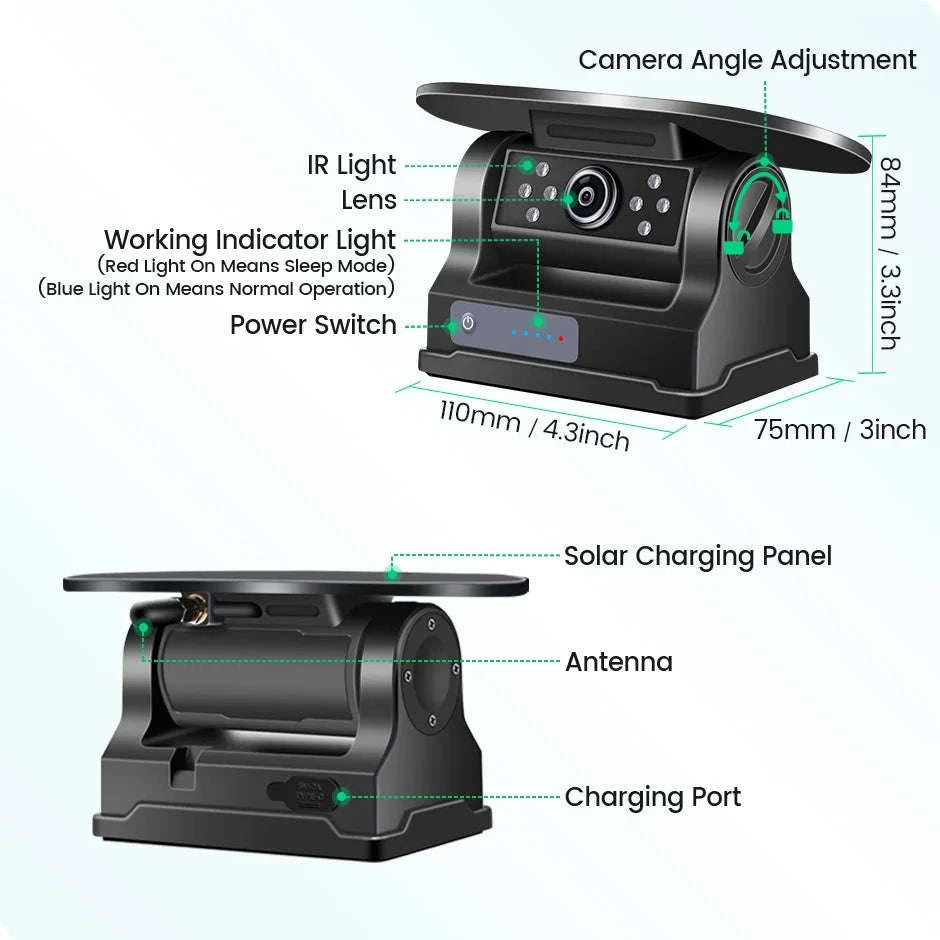 7'' Magnetic Solar Wireless DVR Camera-7Inch add 1Cam / NO SD Card