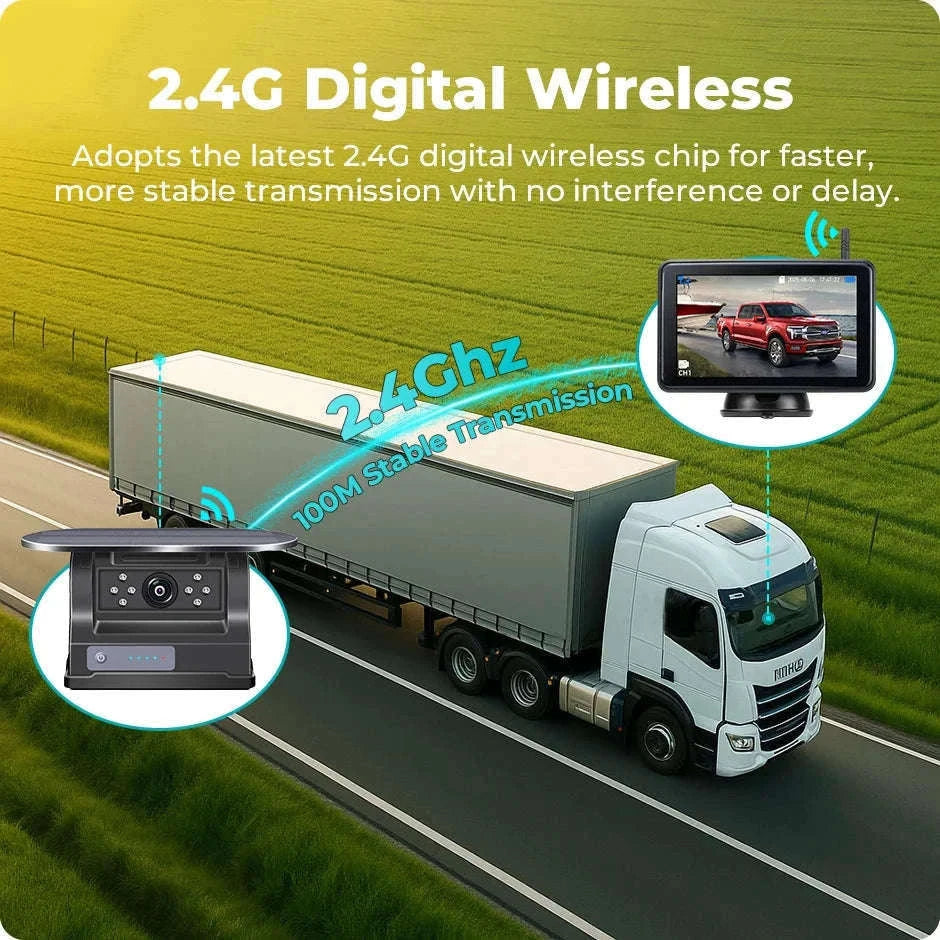 7'' Magnetic Solar Wireless DVR Camera for Safer Vehicle Visibility-7Inch add 1Cam / NO SD Card
