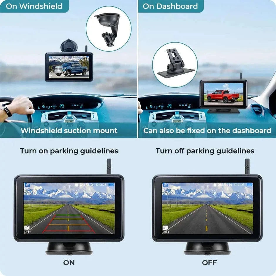 7'' Magnetic Solar Wireless DVR Camera for Safer Vehicle Visibility-7Inch add 1Cam / NO SD Card