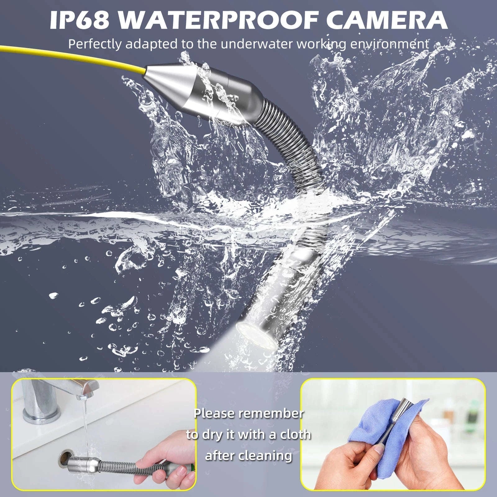 7" Sewer Camera with DVR, IP68 Waterproof Drain Inspection Camera-20M / 22mm / spain