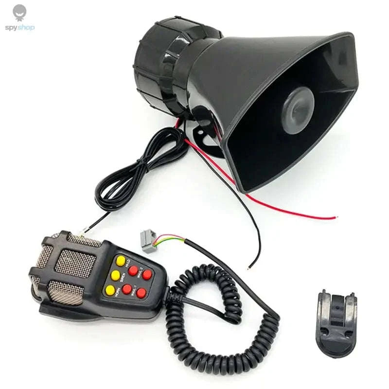 7‑Sound 12V Car Siren Alarm Speaker with PA Microphone-black