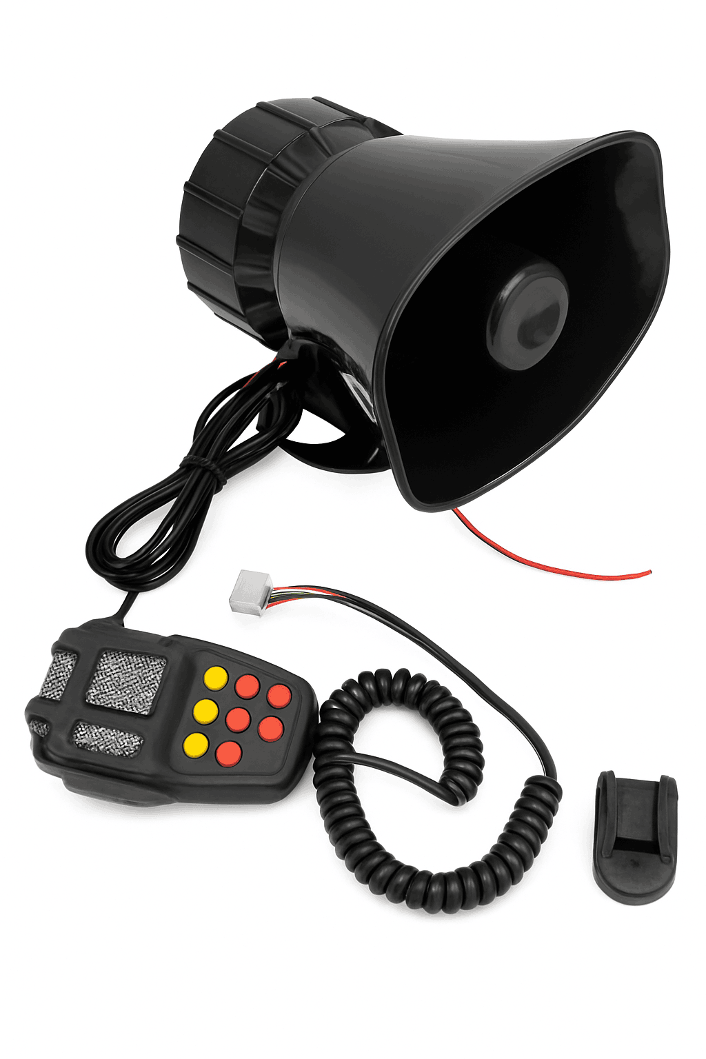 7-Sound 12V Car Siren Alarm Speaker with PA Microphone-black