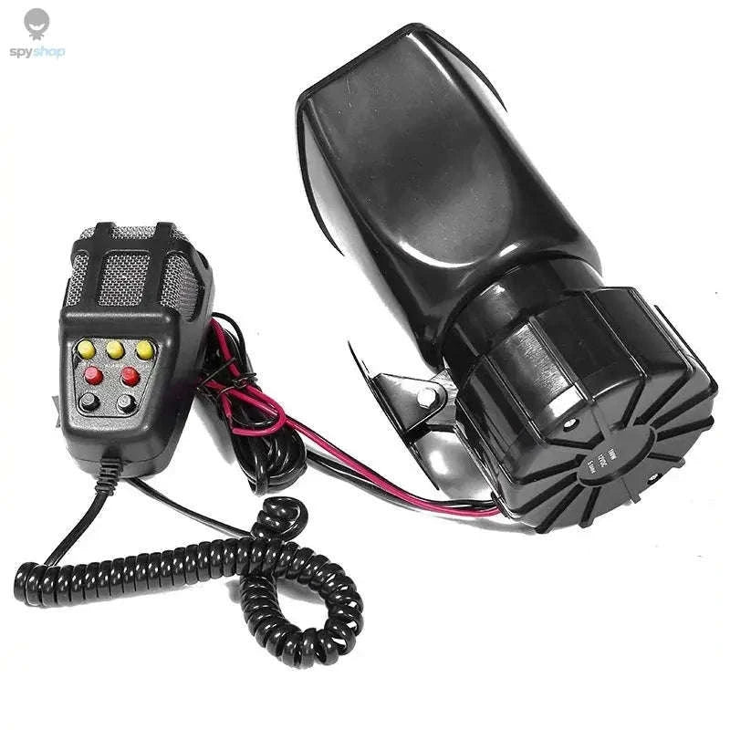 7‑Sound 12V Car Siren Alarm Speaker with PA Microphone-black