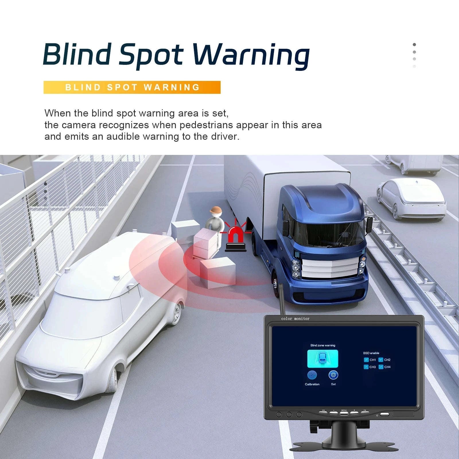 7" Wireless IPS Rear View Monitor and Backup Camera with BSD-Monitor with Camera / Germany