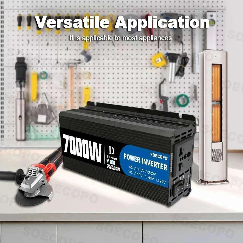 7000W Peak Power Inverter 12V/24V/48V DC to 110V/220V AC with USB-110V 60Hz / 48V