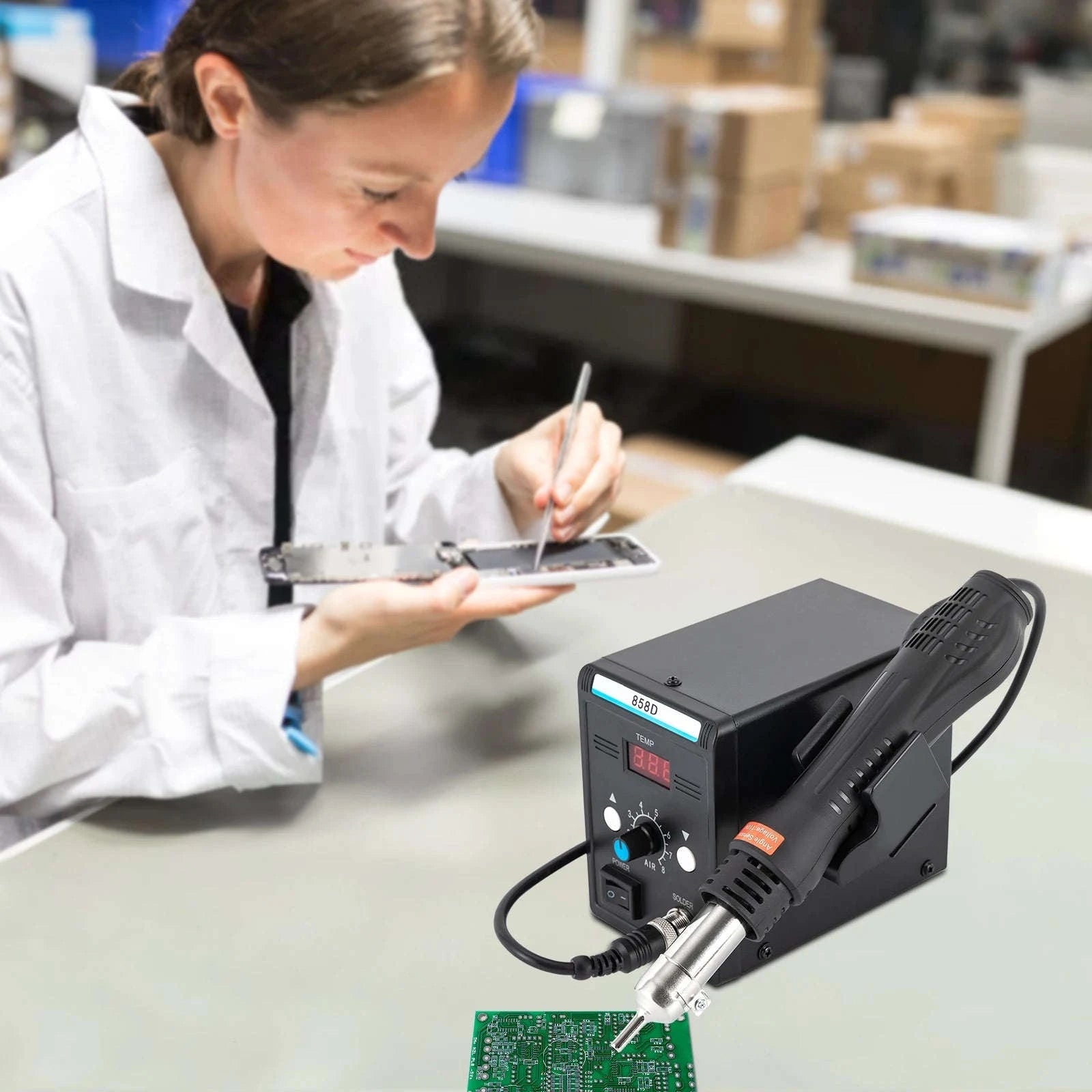 700W Hot Air Rework Station with LED Display-black / United States