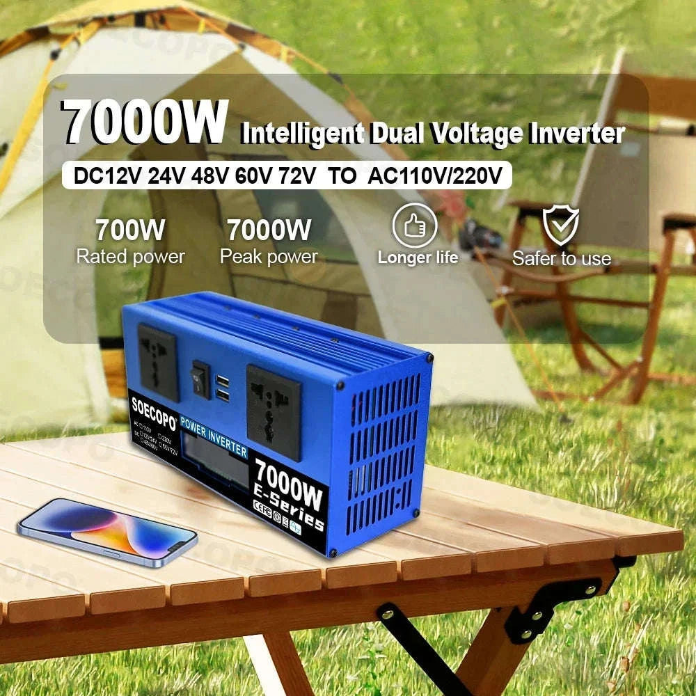 700W Power Inverter DC to AC 110V/220V with USB & LCD Display-110V 60Hz / 48V 60V Auto