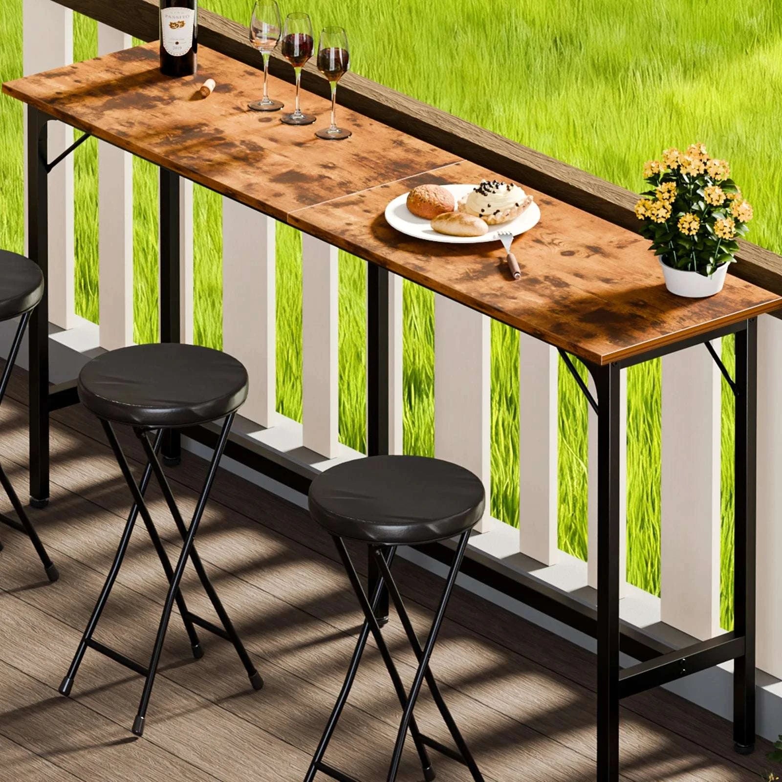 71" Rectangular Bar Height Table for Dining, Work, or Living Space-Brown / United States