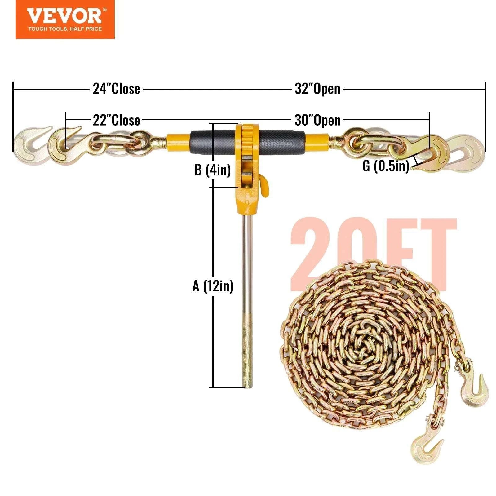 7100 lb Ratchet Chain Binder with Anti-Skid Handle for Secure Loads-4Pcs / CZECH REPUBLIC