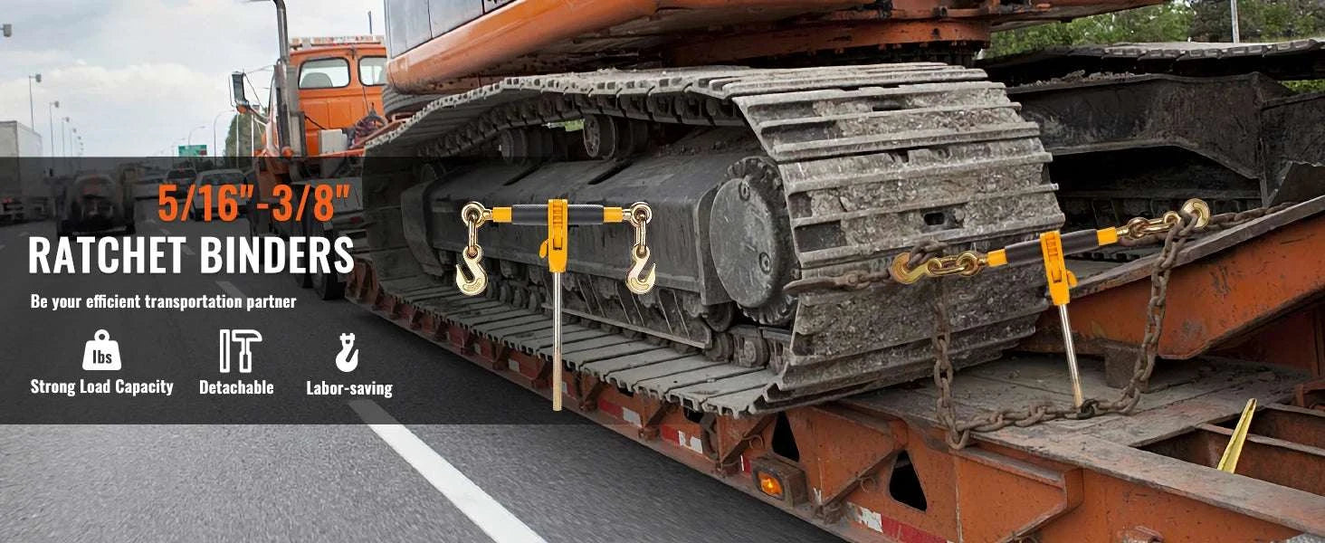 7100 lb Ratchet Chain Binder with Detachable Handle & Hooks-