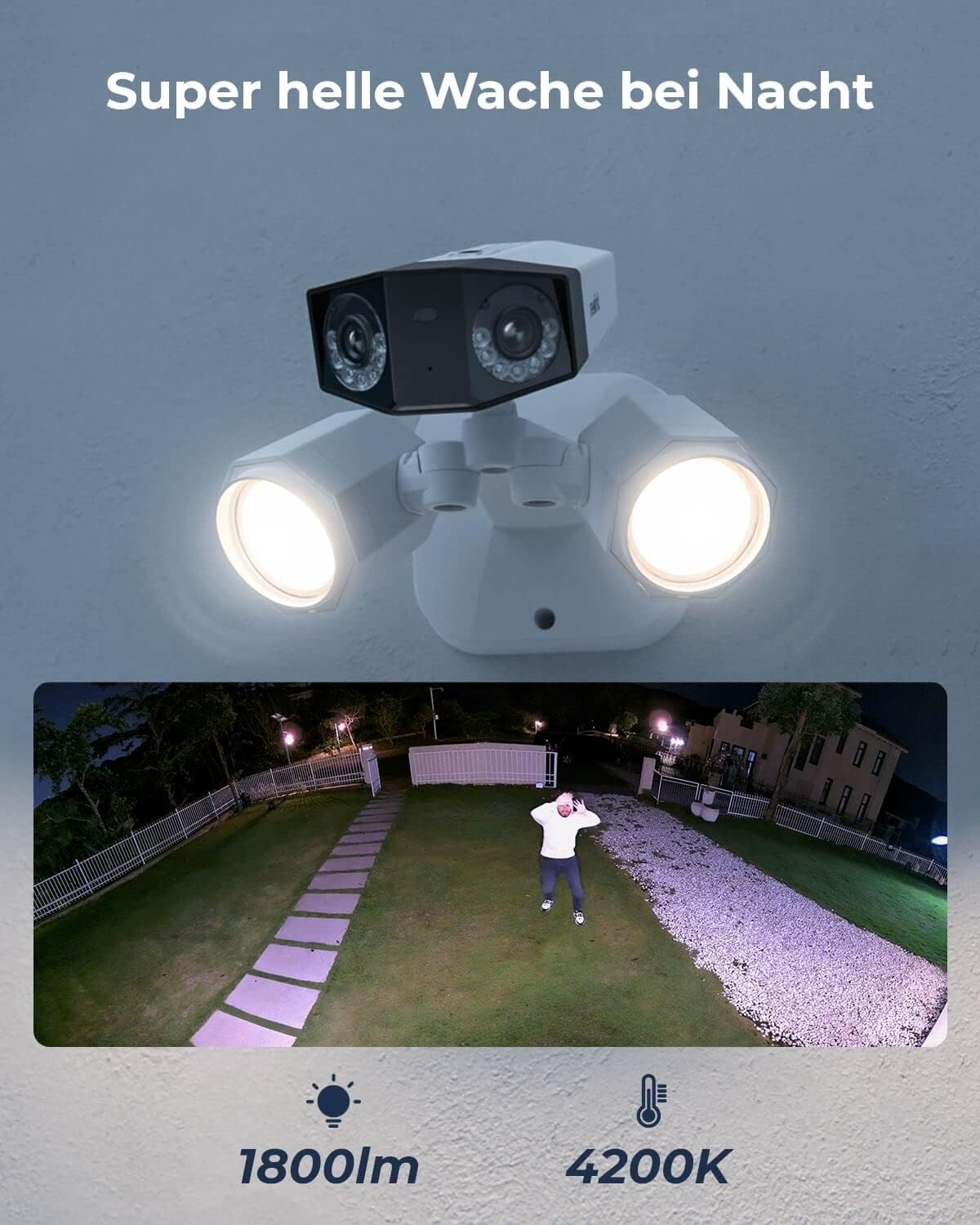 Reolink 4K Dual-Lens Outdoor Surveillance Camera with Floodlight, PoE IP Camera Outdoor with 180° Ultra Wide Angle, 1800lm Floodlight, Person/Vehicle/Pet Detection, Two-Way Audio, Duo Floodlight PoE