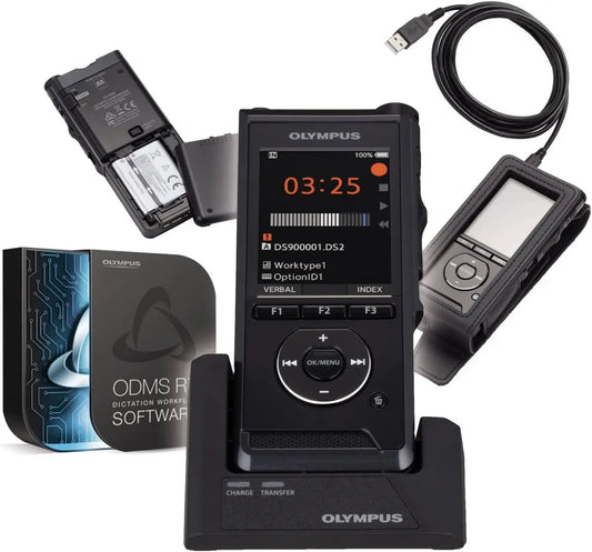 Olympus DS-9000 Professional Dictation Recorder with Dictation Management Software ODMS PIN Encryption 2 Integrated Microphones USB Integrated Slide Switch Docking Station Spy-shop.com