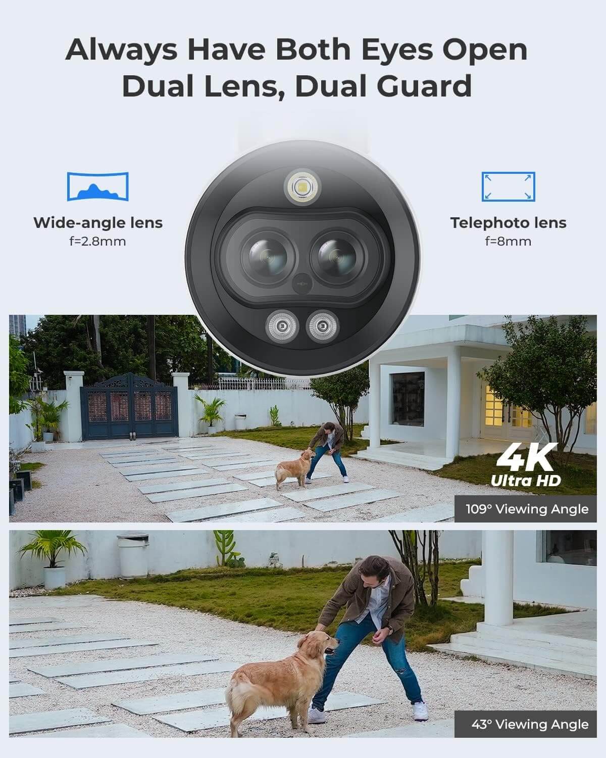 Advanced 8MP (3840 x 2160) Video Surveillance Camera with Adjustable 2.8-8mm Lens, 30m Night Vision Range, Built-in Microphone and Speaker, Human and Vehicle Detection, Active Deterrence, and Free Mobile Application - Spy-shop.com