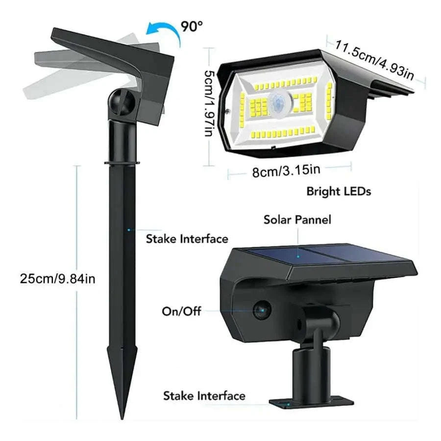 72/68 LED Solar Landscape Lights Outdoor Waterproof Spotlights-56LED Warm White / 1PC