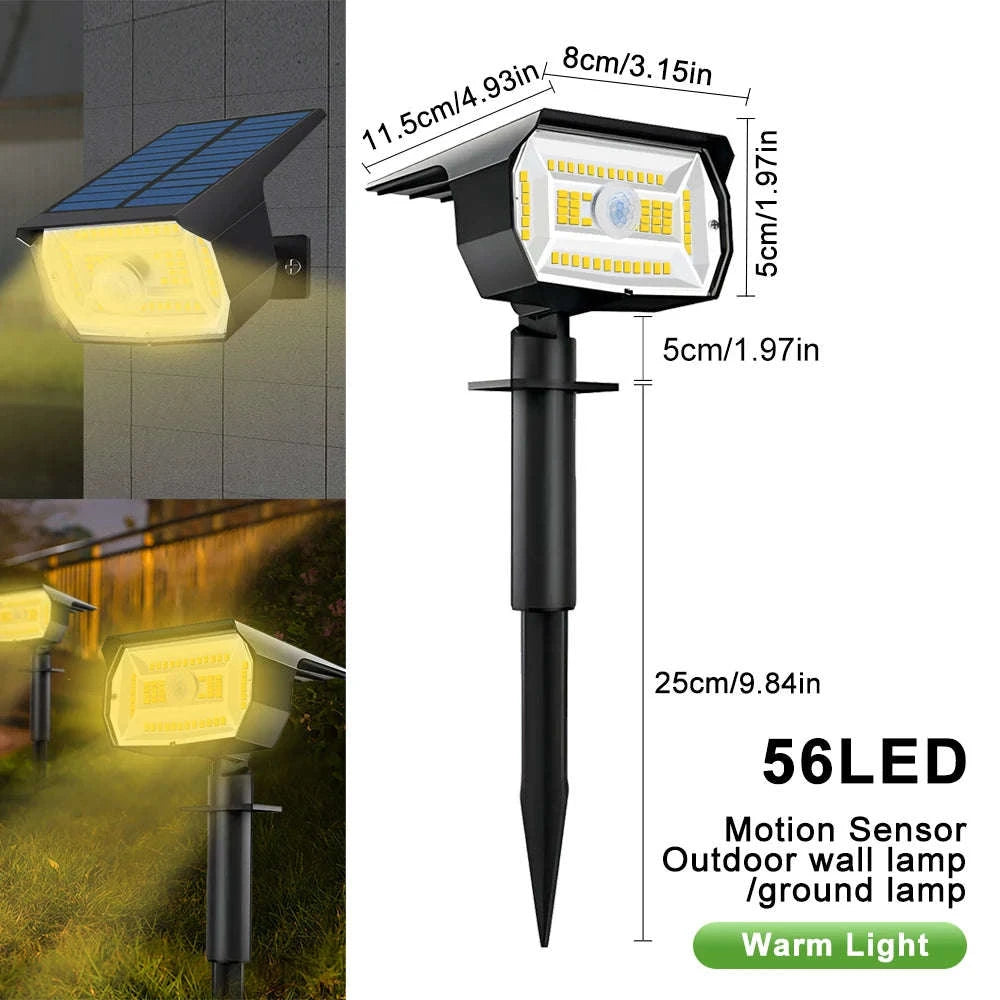 72/68 LED Solar Landscape Lights Outdoor Waterproof Spotlights-56LED Warm White / 1PC