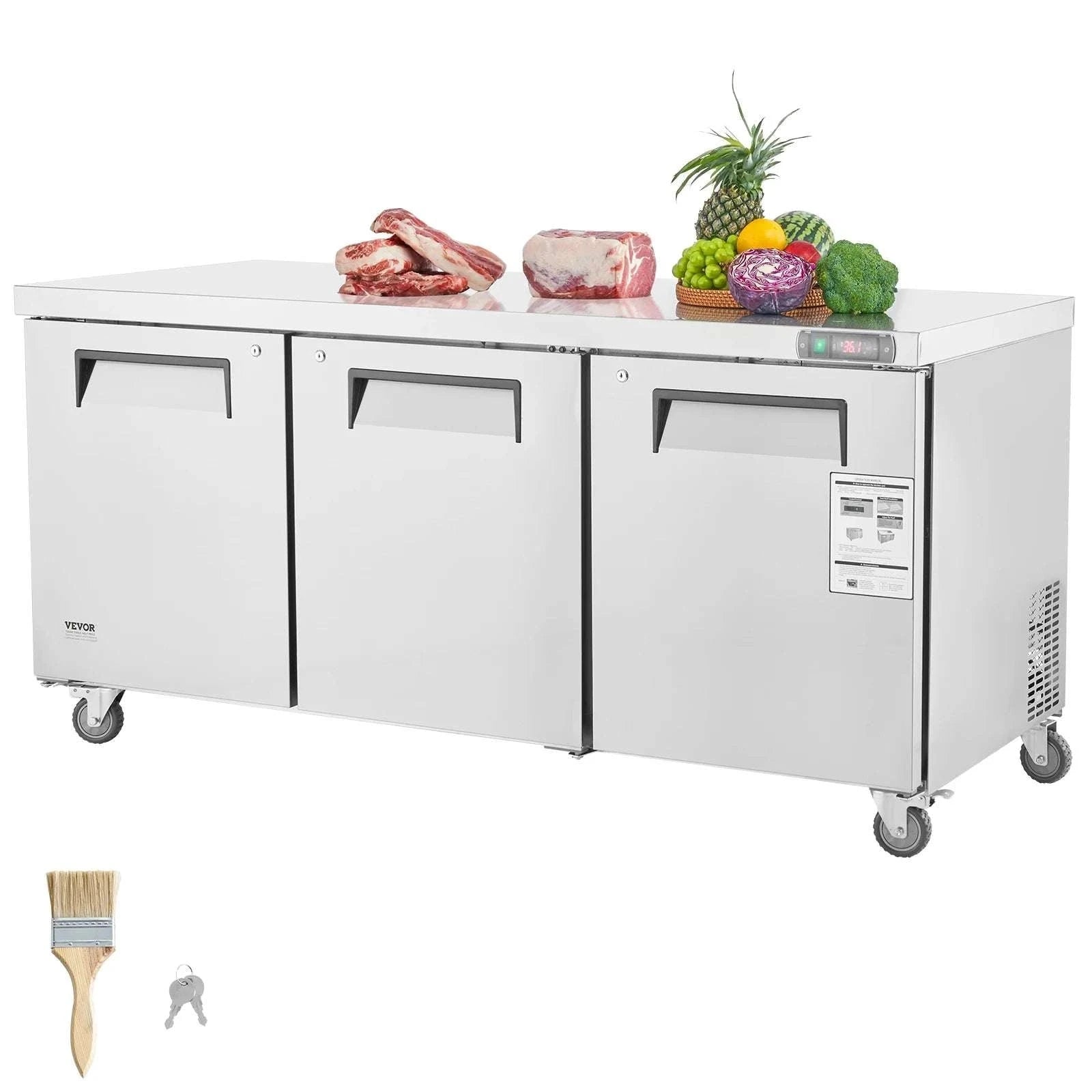 72" Commercial Sandwich Prep Table Fridge 20 Cu.Ft Stainless Steel-20cu.ft 72 inch / United States