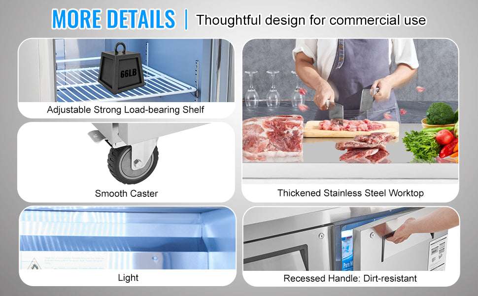 72" Commercial Sandwich Prep Table Fridge 20 Cu.Ft Stainless Steel-