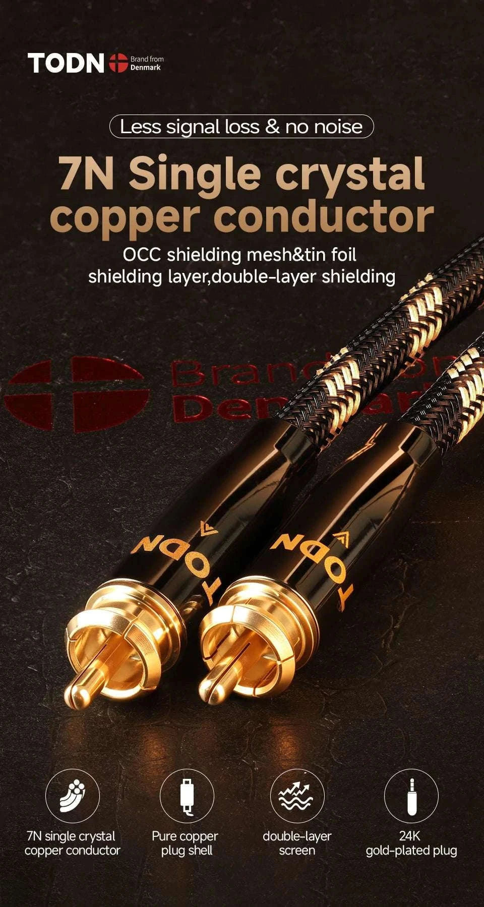 75 Ohm Digital Coaxial RCA Audio Cable for HiFi & Subwoofer Systems-1.5m