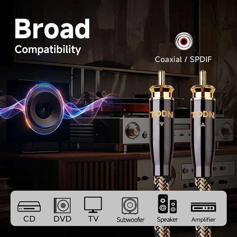 75 Ohm Digital Coaxial RCA Audio Cable for HiFi & Subwoofer Systems-1.5m