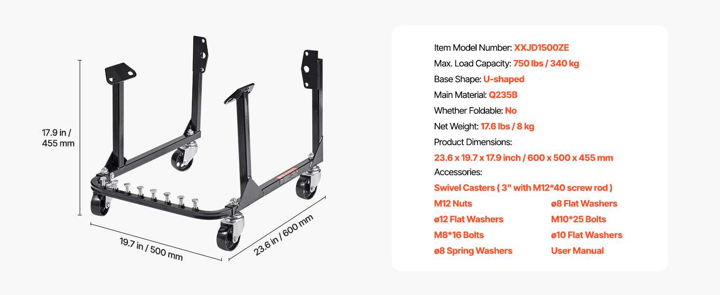 750 lbs Engine Stand with Swivel Casters for Stable Repair Work-Adjustable / spain