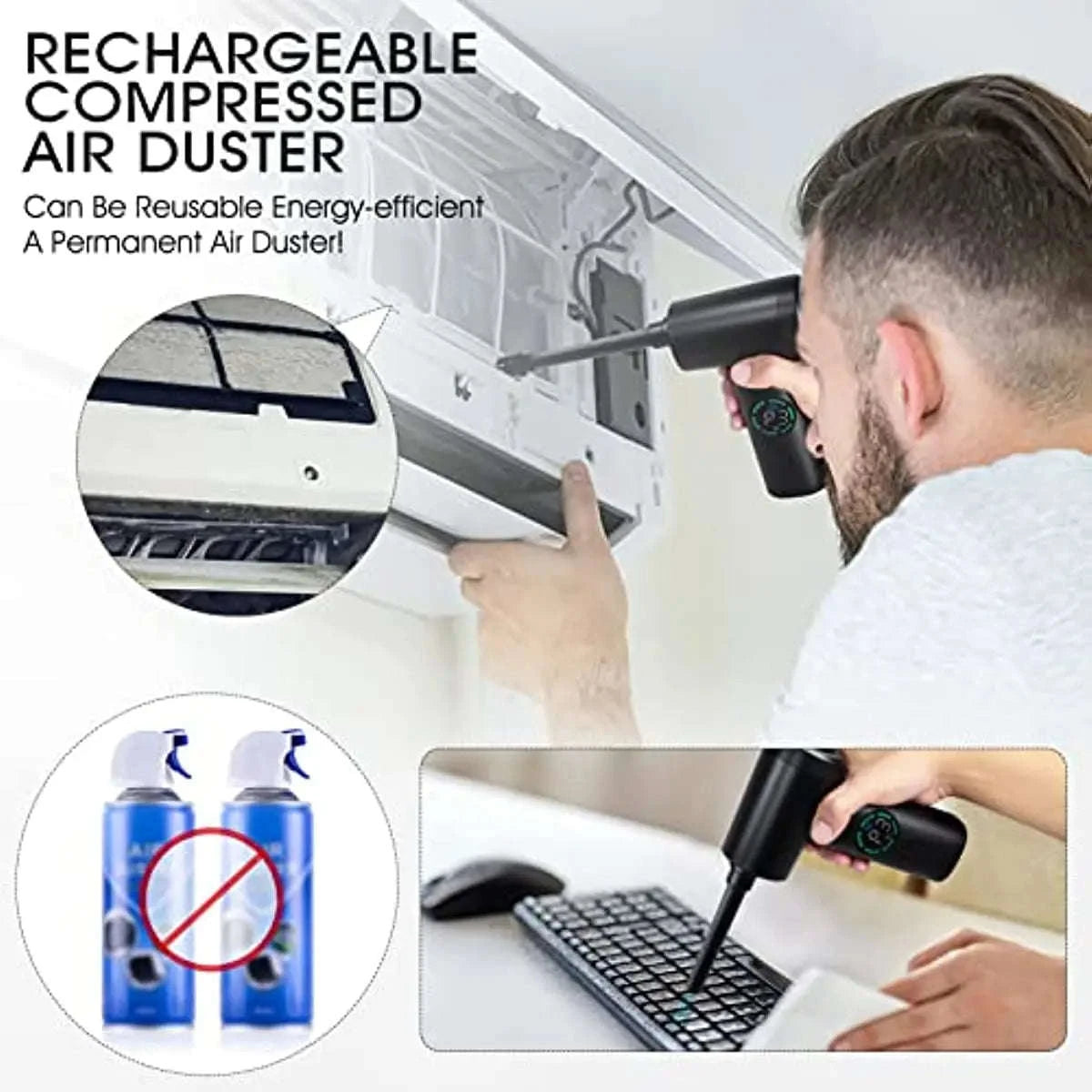 7500mAh Portable Air Duster & Vacuum Cleaner-CF01-A