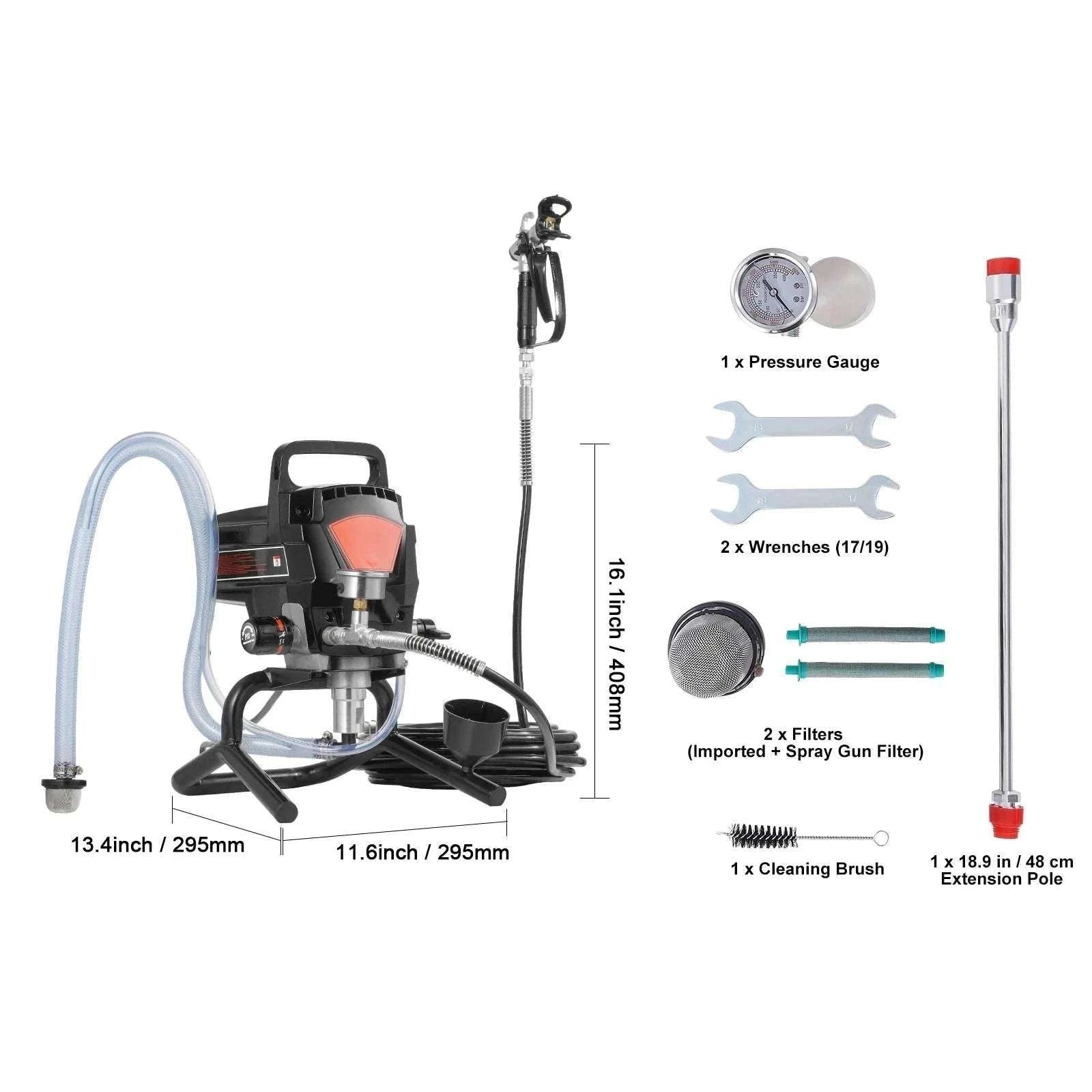 750W/950W Airless Paint Sprayer 3000 PSI High Pressure System-750W / United States