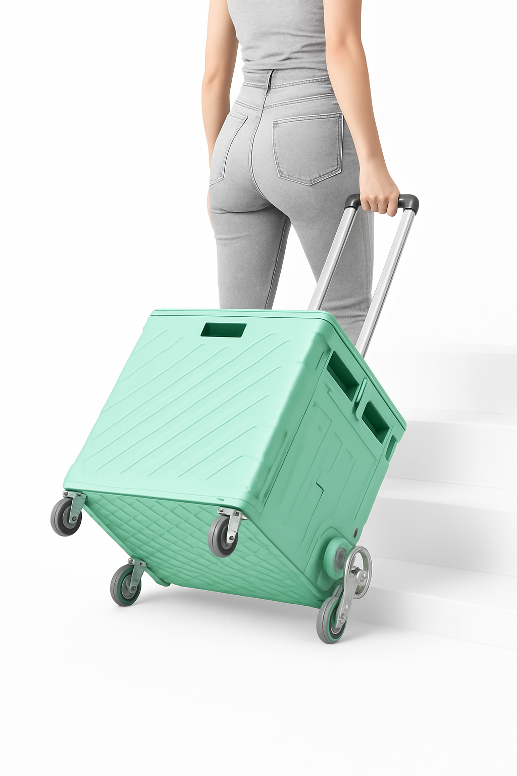 75L Foldable Shopping Cart with 4 Wheels & Telescopic Handle