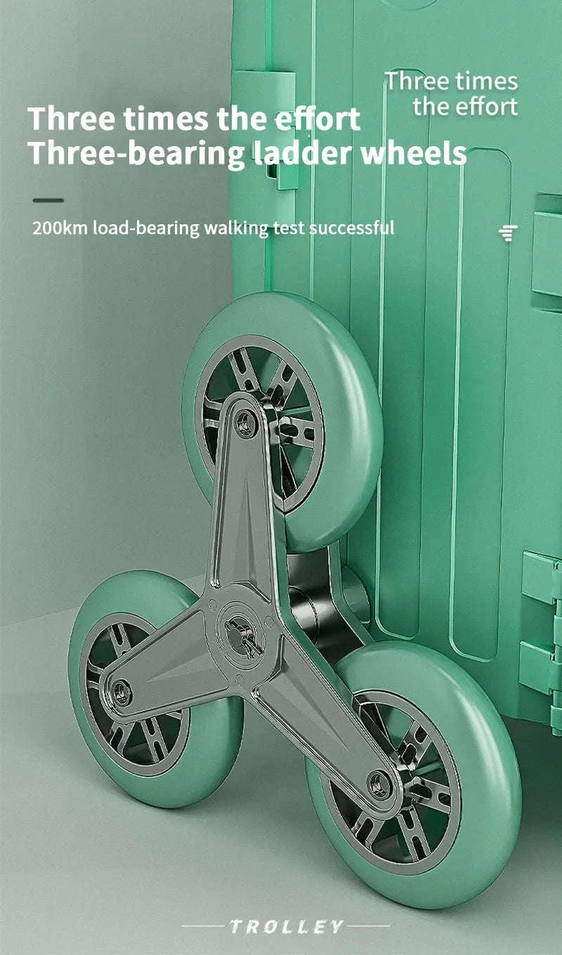 75L Foldable Shopping Cart with 4 Wheels & Telescopic Handle-green / france
