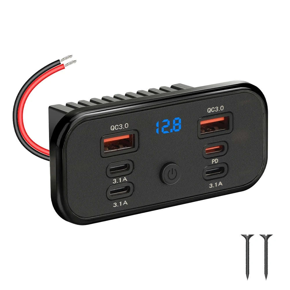 76W 4-Port Fast Charging Panel with Switch-4 Ports-A