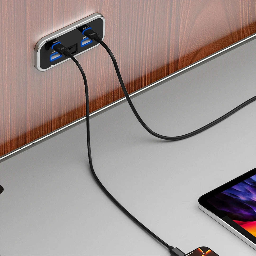 76W 4-Port Fast Charging Panel with Switch-4 Ports-A