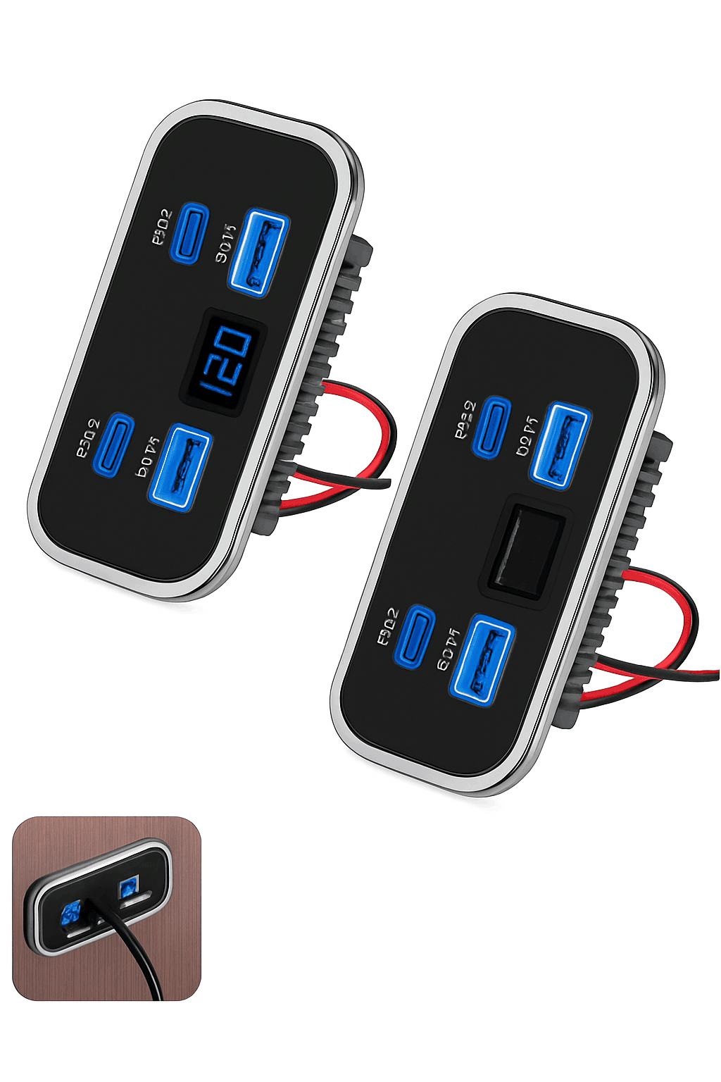 76W 4-Port Fast Charging Panel with Switch-4 Ports-A